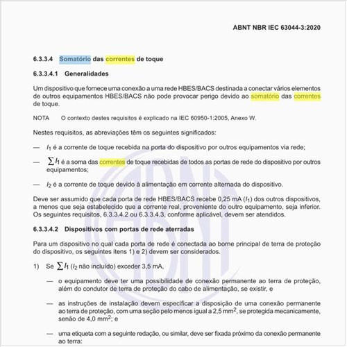 Como evitar o somatório das correntes de toque?