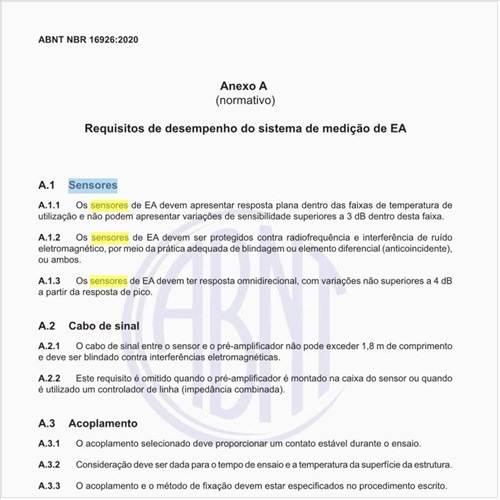 Quais as características dos sensores para EA?