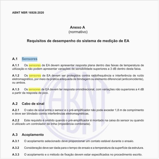 Quais as características dos sensores para EA?