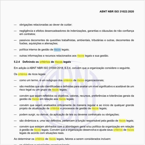 Como definir os critérios de riscos legais?