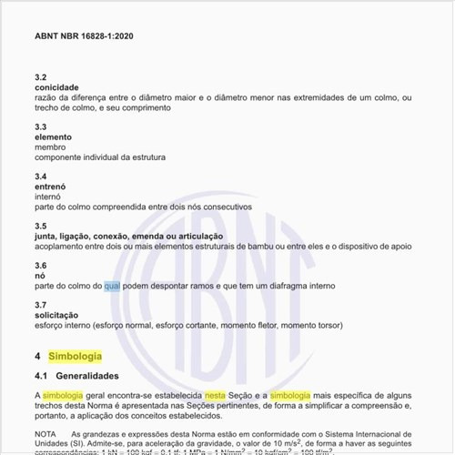 Qual é a simbologia usada nesta norma?