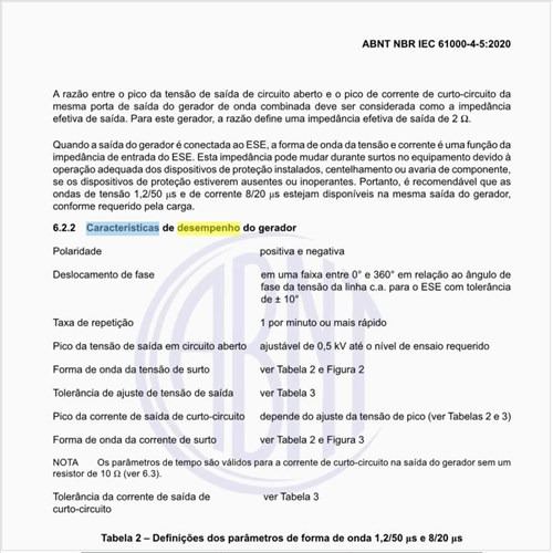 Quais as características de desempenho do gerador?