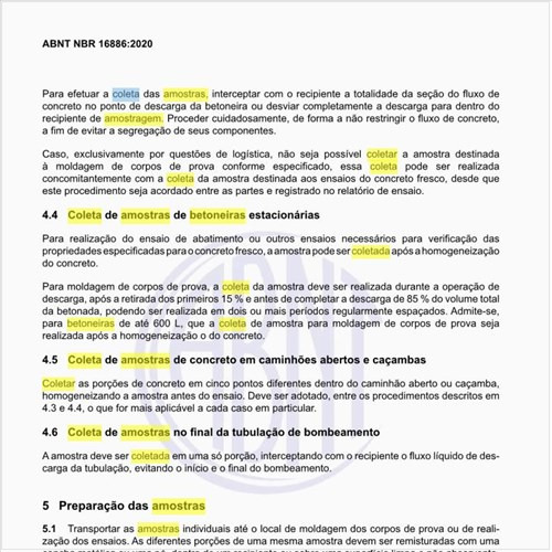 Como realizar a coleta de amostras de betoneiras estacionárias?
