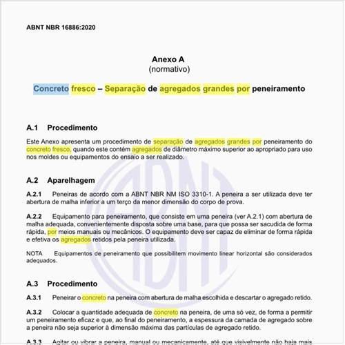 No concreto fresco, como fazer a separação de agregados grandes por peneiramento?