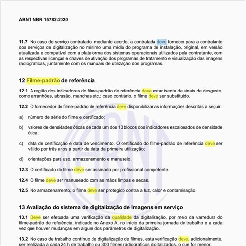 Qual deve ser o filme-padrão de referência?