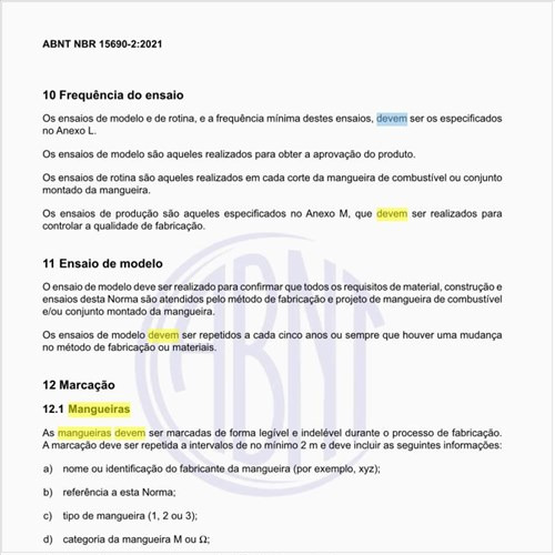 Como as mangueiras devem ser marcadas?