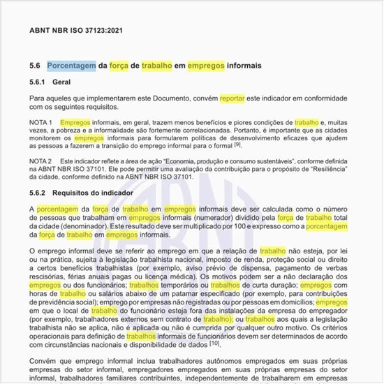 Como reportar a porcentagem da força de trabalho em empregos informais?