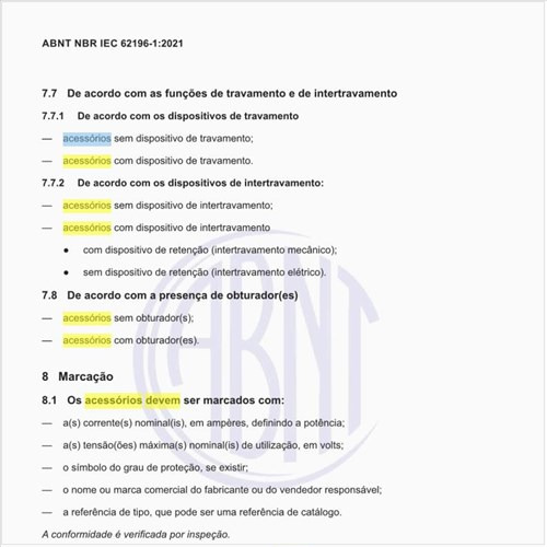 Como os acessórios devem ser marcados?