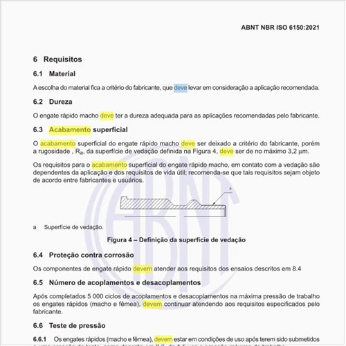 Como deve ser definido o acabamento superficial do sistema pneumático?