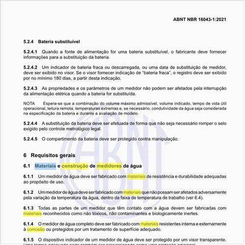 Quais são os materiais e construção de medidores de água?
