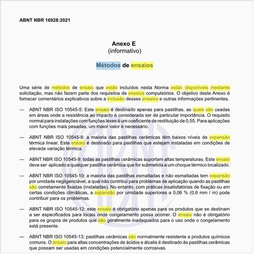 Quais são os métodos de ensaio que estão disponíveis mediante solicitação?