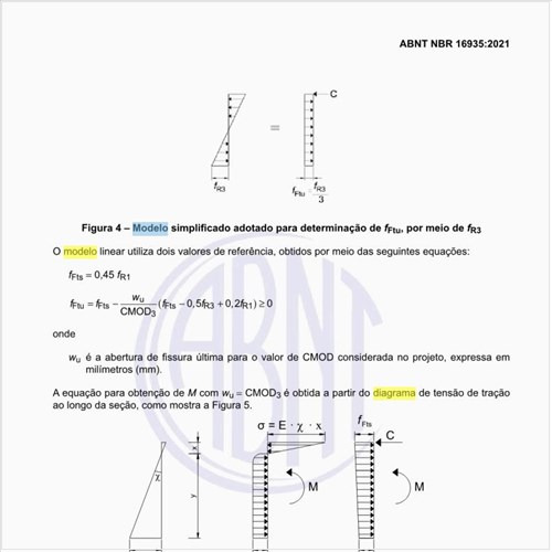 Qual é o diagrama de deformação e tensões nas seções para o modelo linear?