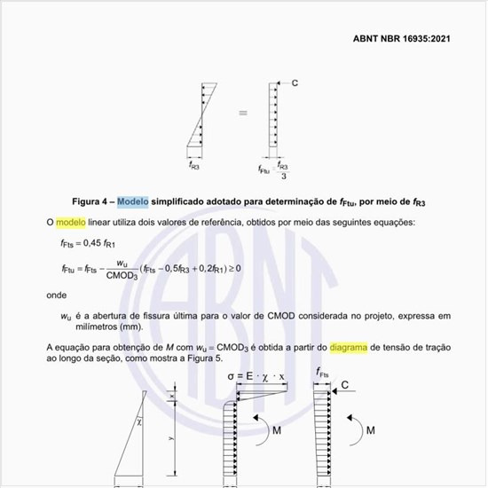 Qual é o diagrama de deformação e tensões nas seções para o modelo linear?
