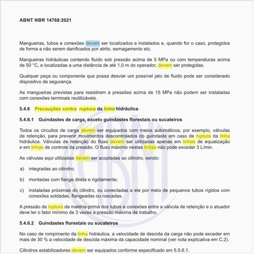 Quais devem ser as precauções contra ruptura da linha hidráulica?