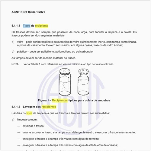 Quais os tipos de recipiente para as amostras?