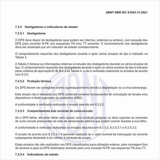 Como deve ser o comportamento sob sobretensões temporárias dos DPS?