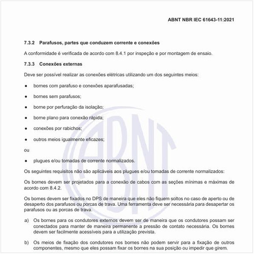 Como devem ser os bornes com parafuso?