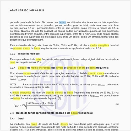 Como deve ser executado o cálculo da média energética dos níveis de pressão sonora de baixa frequência?