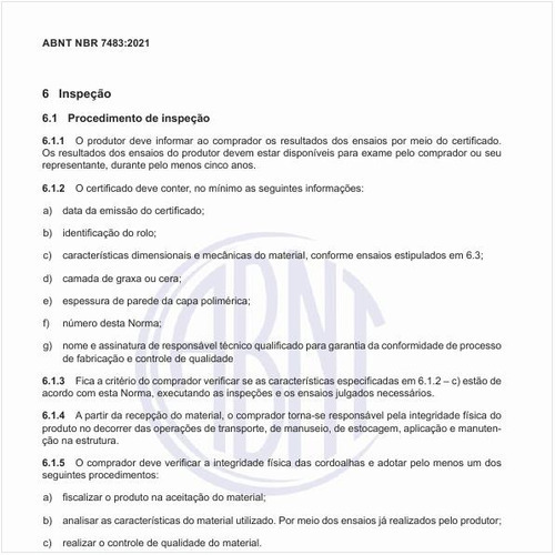 Qual deve ser o procedimento de inspeção?