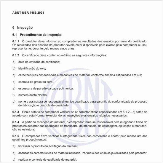 Qual deve ser o procedimento de inspeção?