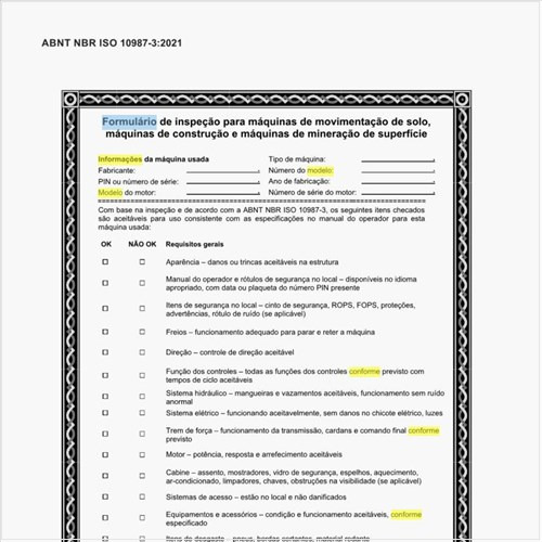 Como poder ser um modelo de exemplo de formulário de inspeção?