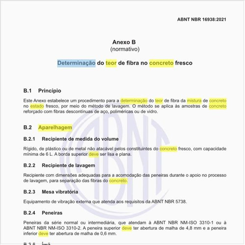 Qual deve ser a aparelhagem para a determinação do teor de fibra da mistura de concreto no estado fresco?