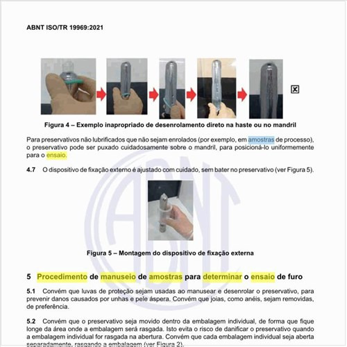 Qual é o procedimento de manuseio de amostras para determinar o ensaio de furo?