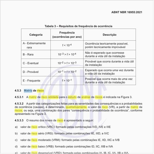 Qual deve ser a matriz de risco a ser adotada para o estudo de análise de riscos?