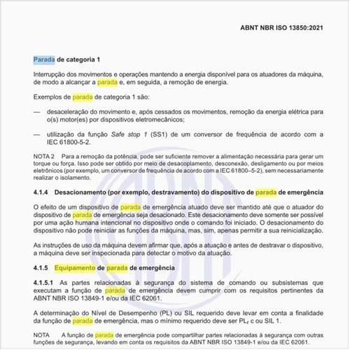 O que é o equipamento de parada de emergência?