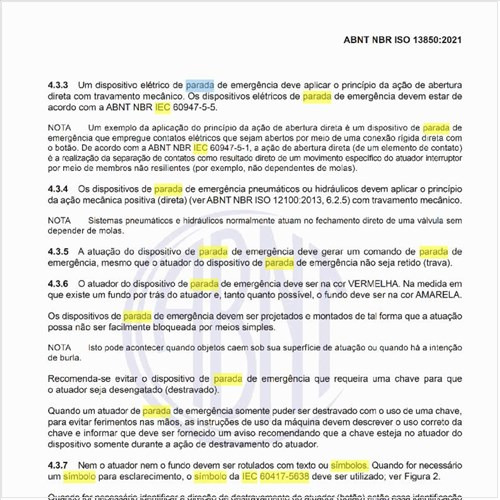 Qual é o símbolo IEC 60417-5638 para a parada de emergência?