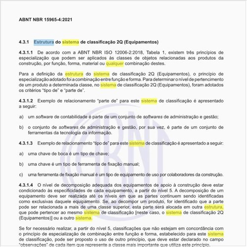 Qual é a estrutura do sistema de classificação 2Q (Equipamentos)?