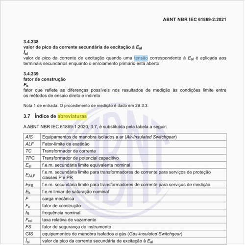 Quais são as abreviaturas usadas nessa norma?