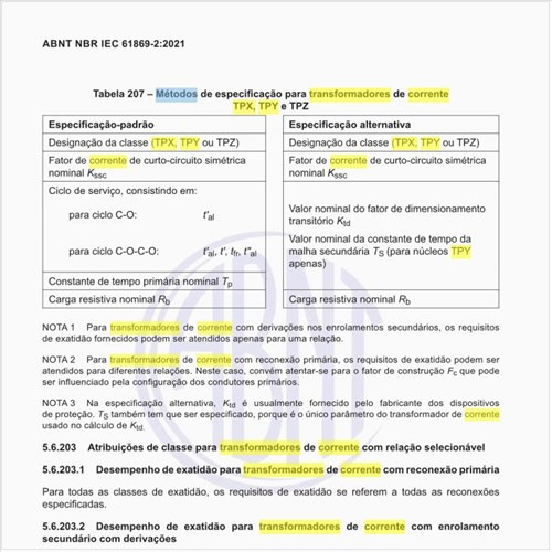 Quais são os métodos de especificação para transformadores de corrente TPX, TPY e TPZ?