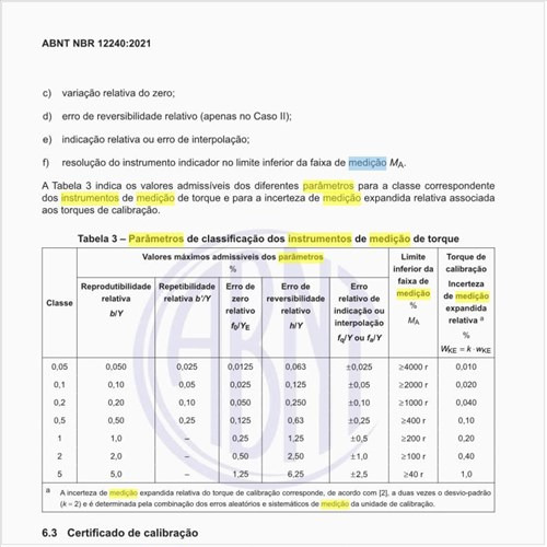 Quais são os parâmetros de classificação dos instrumentos de medição de torque?