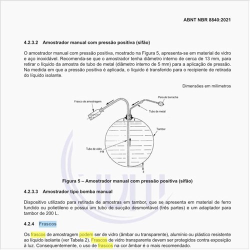 Como podem ser os frascos de amostragem?
