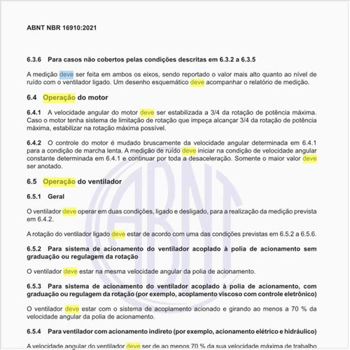 Como deve ser a operação do ventilador?