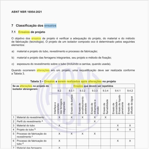 Quais são os ensaios a serem realizados após alterações no projeto?