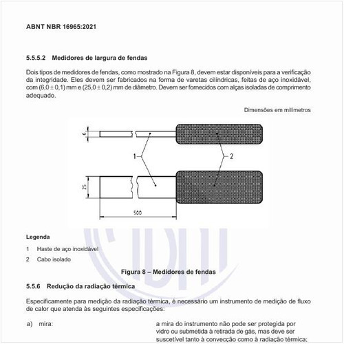 Quais os medidores de largura de fendas que devem estar disponíveis?