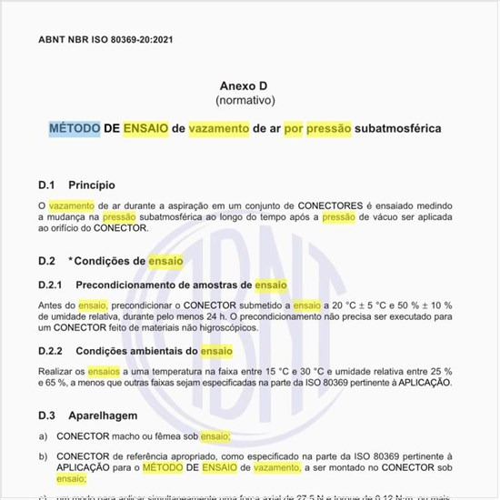 Qual é o método de ensaio de vazamento de ar por pressão subatmosférica?