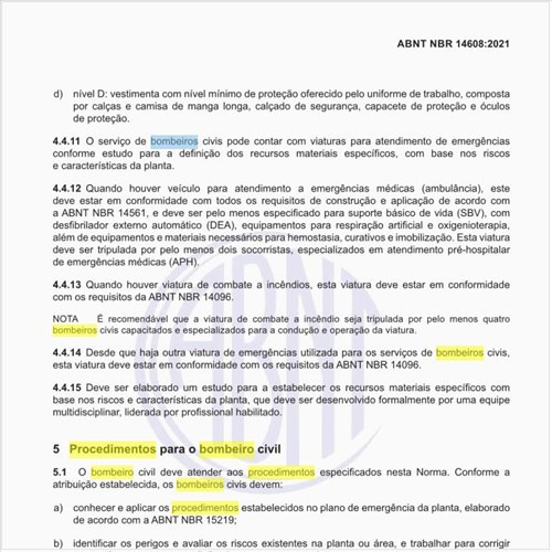 Quais são os procedimentos para o bombeiro civil?