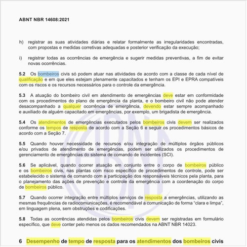 Qual deve ser o desempenho de tempo de resposta para os atendimentos dos bombeiros civis?