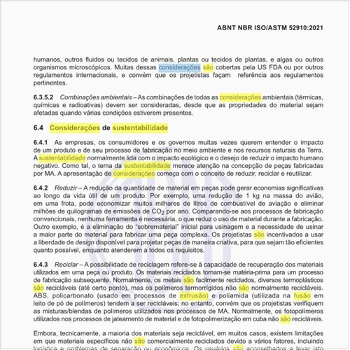 Quais são as considerações de sustentabilidade do produto?