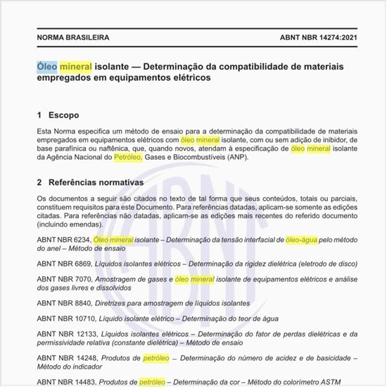 Como pode ser definido o óleo mineral isolante?