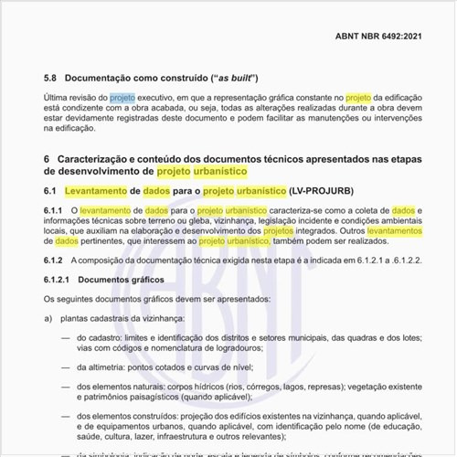 Como é caracterizado o levantamento de dados para o projeto urbanístico (LV-PROJURB)?