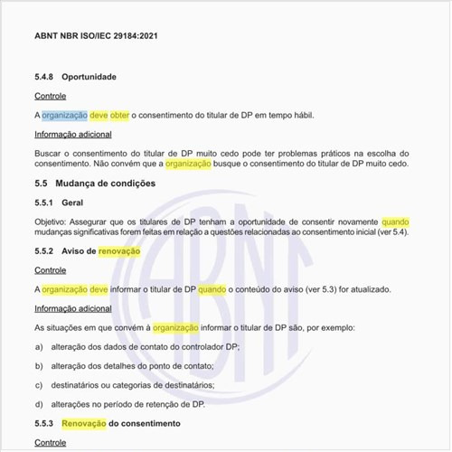 Quando a organização deve obter a renovação do consentimento?
