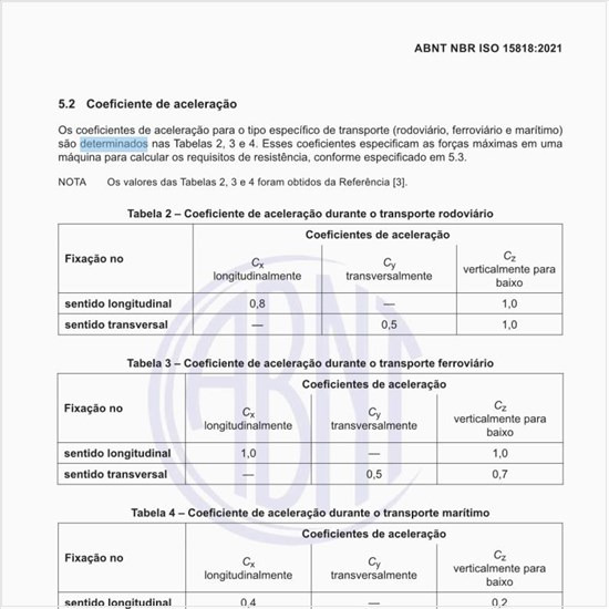 Como deve ser determinado o coeficiente de aceleração?