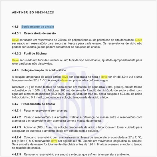 Qual deve o equipamento de ensaio?