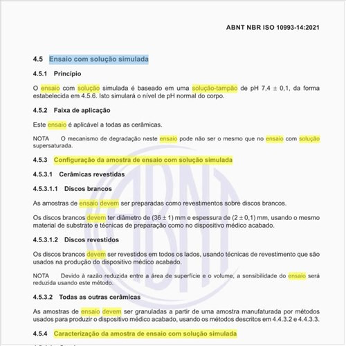 Como deve ser realizado o ensaio com solução simulada?