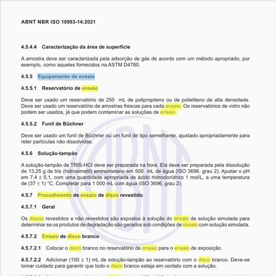 Qual é o procedimento de ensaio de disco revestido?