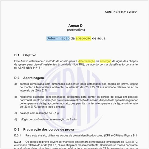 Como fazer a determinação da absorção de água?